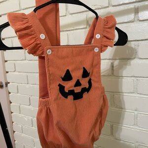 Orange Pumpkin Baby Onesie/Overalls
